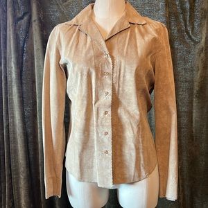 Tan 100% suede leather fitted shirt size small